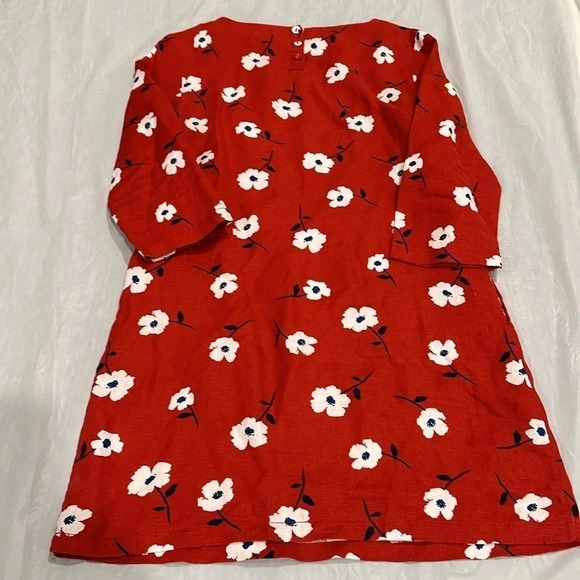 SEASALT CORNWALL 100% Linen Tunic Dress with Ree and White floral pattern Size 6 - Picture 7 of 8